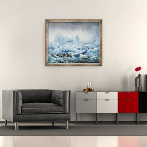 Tablou inramat - Francois Auguste Biard - Pescuitul pentru Morsa in Oceanul Arctic, 50 x 60 cm - Img 2