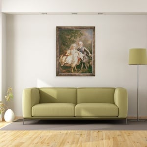 Tablou inramat - Francois-Hubert Drouais - Carol al Frantei 1757-1836 Conte de Artois si sora sa, 60 x 80 cm - Img 2