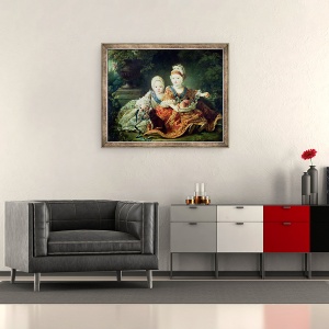 Tablou inramat - Francois-Hubert Drouais - Louis de France 1754-93 duce de Berry si Louis de France 1755-1824 conte de Provence, viitorii regi Ludovic al XVI-lea si Ludovic al XVIII-lea, 70 x 85 cm - Img 2