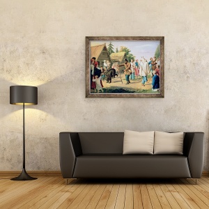 Tablou inramat - Francois Nicholas Riss - Bufonii intr-un sat, 60 x 80 cm - Img 2