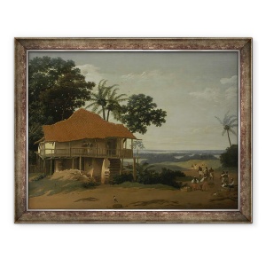 Tablou inramat - Frans Jansz Post - Peisaj brazilian cu casa unui lucrator, 60 x 80 cm