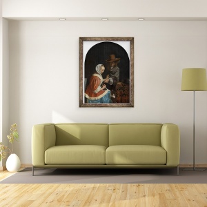 Tablou inramat - Frans van Mieris - Barbat si femeie cu doi caini, cunoscut sub numele de Teasing the Pet, 60 x 80 cm - Img 2