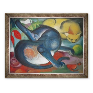 Tablou inramat - Franz Marc - Doua pisici, albastru si galben, 60 x 80 cm