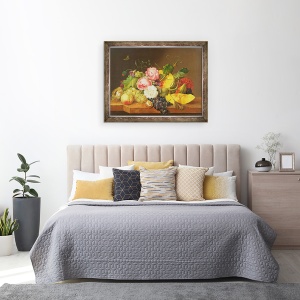Tablou inramat - Franz Xavier Petter - Natura moarta cu flori si fructe, 70 x 90 cm - Img 3