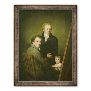 Tablou inramat - Friedrich Carl Groger - Autoportret cu fiica adoptiva Lina Groger si pictorul Heinrich Jakob Aldenrath, 60 x 80 cm