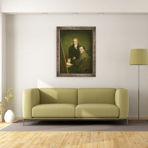 Tablou inramat - Friedrich Carl Groger - Autoportret cu fiica adoptiva Lina Groger si pictorul Heinrich Jakob Aldenrath, 60 x 80 cm - Img 2