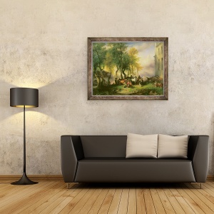 Tablou inramat - Friedrich Gauermann - Cattlemarket pe Campia Maria, 60 x 80 cm - Img 2
