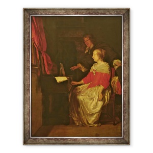 Tablou inramat - Gabriel Metsu - Lectia Virginala, 70 x 90 cm