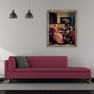 Tablou inramat - Gabriel Metsu - Un barbat si o femeie asezat de un virginal, 50 x 60 cm - Img 2