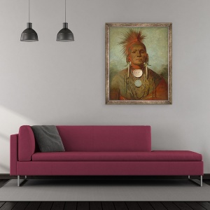Tablou inramat - George Catlin - See-non-ty-A, un vraci din Iowa, 50 x 60 cm - Img 2