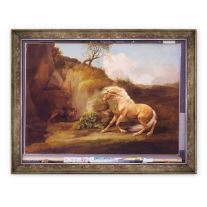 Tablou inramat - George Stubbs - Un cal speriat de un leu, 60 x 80 cm
