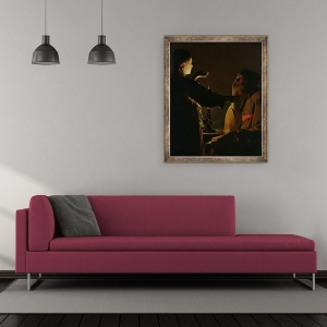 Tablou inramat - Georges de la Tour - Aspectul ingerului catre Sfantul Iosif, cunoscut si sub numele de Visul Sfantului Iosif, 50 x 60 cm - Img 2