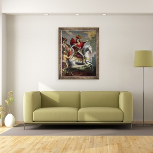 Tablou inramat - Georges Lallemand - Sfantul Martin impartind mantaua cu cersetorul, 60 x 80 cm - Img 2