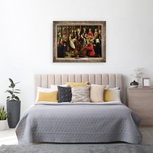 Tablou inramat - Gerard David - Sarbatoarea casatoriei la Cana, 70 x 90 cm - Img 3