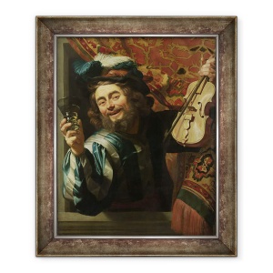 Tablou inramat - Gerrit van Honthorst - Lautarul vesel, 50 x 60 cm