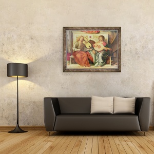 Tablou inramat - Giovanni Battista Cima da Conegliano - Detaliu al muzicienilor de inger dintr-o pictura a Fecioarei si a sfintilor, 70 x 90 cm - Img 2