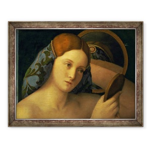 Tablou inramat - Giovanni Bellini - Tanara femeie la toaleta ei, detaliu al fetei, 60 x 80 cm