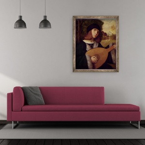 Tablou inramat - Giovanni de Busi Cariani - Jucatorul lautei, 50 x 60 cm - Img 2
