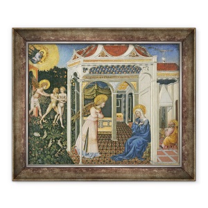 Tablou inramat - Giovanni di Paolo di Grazia - Buna Vestire si Expulzarea din Paradis, 70 x 85 cm