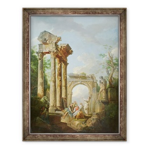 Tablou inramat - Giovanni Maria Griffoni - Ruinele Templului lui Vespasian, 60 x 80 cm