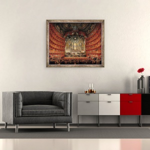 Tablou inramat - Giovanni Paolo Pannini - Concert sustinut de Cardinalul de La Rochefoucauld la Teatrul Argentina din Roma, 50 x 60 cm - Img 2