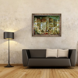 Tablou inramat - Giovanni Paolo Pannini - Galeria de Vederi din Roma Antica, 60 x 80 cm - Img 2