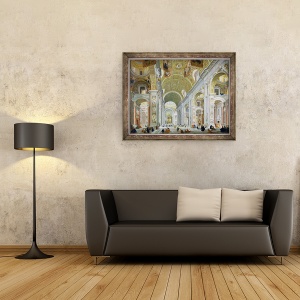 Tablou inramat - Giovanni Paolo Pannini - Interiorul Sfantului Petru, Roma, 60 x 80 cm - Img 2