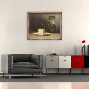 Tablou inramat - Guillaume Romain Fouace - Natura statica cu branza, 50 x 60 cm - Img 2