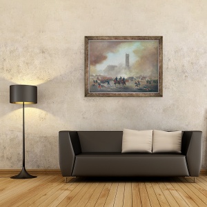 Tablou inramat - Gustave Clarence Rodolphe Boulanger - Comuna Paris, lupta in fata Turului Saint-Jacques, 70 x 90 cm - Img 2