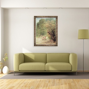 Tablou inramat - Gustave Courbet - Caprioara vanata in alerta, Spring., 60 x 80 cm - Img 2