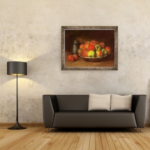Tablou inramat - Gustave Courbet - Natura moarta cu mere si rodie, 60 x 80 cm - Img 2