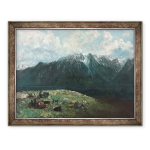 Tablou inramat - Gustave Courbet - Vedere panoramica a Alpilor, Les Dents du Midi, 60 x 80 cm
