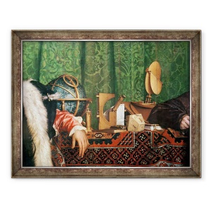 Tablou inramat - Hans Holbein the Elder - Ambasadorii, detalii despre instrumentele astronomice, 70 x 90 cm