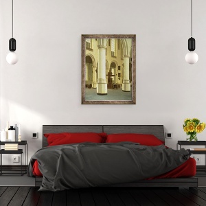 Tablou inramat - Hendrik Cornelisz. van Vliet - Interiorul Oude Kerk in Delft, 70 x 90 cm - Img 3