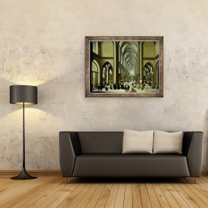 Tablou inramat - Hendrik van Steenwyck - Interiorul catedralei din Anvers, 60 x 80 cm - Img 2