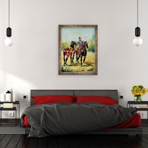 Tablou inramat - Henri de Toulouse-Lautrec - Doi cai si un mire, 70 x 90 cm - Img 3