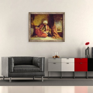 Tablou inramat - Henri Decaisne - Un turc fumand o pipa, 50 x 60 cm - Img 2