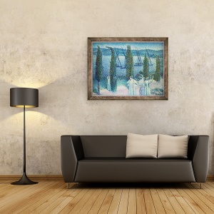 Tablou inramat - Henri-Edmond Cross - Vedere spre coasta cu chiparos, 60 x 80 cm - Img 2