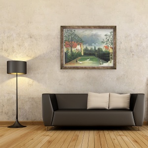 Tablou inramat - Henri J.F. Rousseau - Curtea Fermei, 60 x 80 cm - Img 2