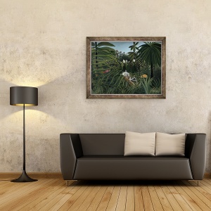 Tablou inramat - Henri J.F. Rousseau - Jaguar ataca un cal, 70 x 90 cm - Img 2
