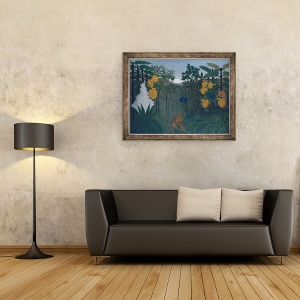 Tablou inramat - Henri J.F. Rousseau - Rascumpararea leului, 60 x 80 cm - Img 2