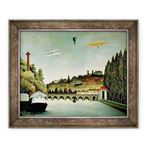 Tablou inramat - Henri J.F. Rousseau - Vedere la Podul de la Sevres si dealuri la Clamart, St. Cloud si Bellevue, 50 x 60 cm