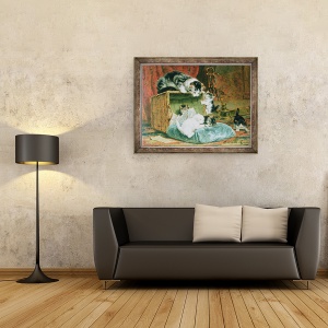 Tablou inramat - Henriette Ronner-Knip - Timp de redare, 60 x 80 cm - Img 2