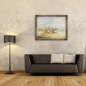 Tablou inramat - Henry Thomas Alken - Steeplechasing, Trei Riders galop spre dreapta, 70 x 90 cm - Img 2
