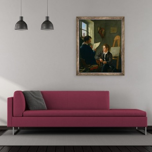 Tablou inramat - Hermann Kauffmann - Hermann Kauffmann si Georg Haeselich 1806-94 in Kauffmanns München Studio, 50 x 60 cm - Img 2