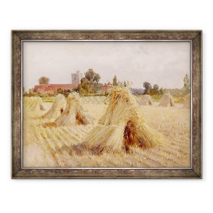 Tablou inramat - Heywood Hardy - Porumb Stooks by Bray Church, 60 x 80 cm