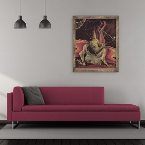 Tablou inramat - Hieronymus Bosch - Judecata de Apoi, detaliu de un om fiind mancat de un monstru, 50 x 60 cm - Img 2