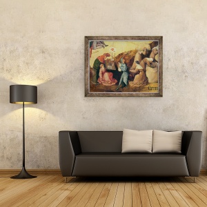 Tablou inramat - Hieronymus Bosch - Puller de dinti, cimpoi jucator si colectoare de lemn, detaliu al panoului central al Haywain Triptych, 60 x 80 cm - Img 2