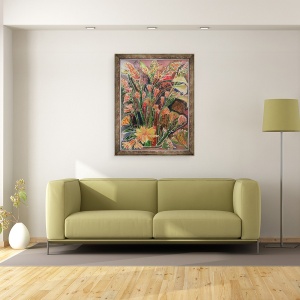 Tablou inramat - Hilary Simon - Lillies Calla cu Trandafiri Tuber, 60 x 80 cm - Img 2
