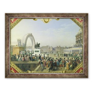 Tablou inramat - Hippolyte Lecomte - Restabilirea statuii lui Henri IV 1553-1610 pe Pont Neuf, 60 x 80 cm
